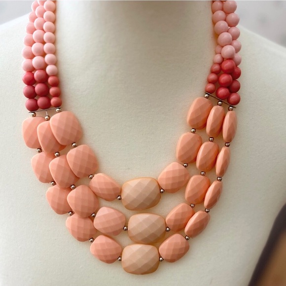 Chunky Statement Necklace in Peach - Picture 3 of 5